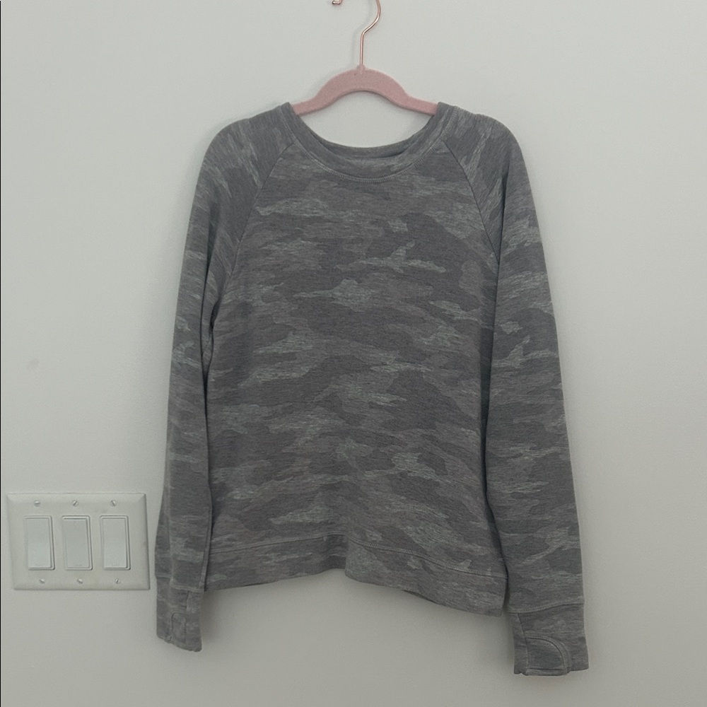 Athleta Girls Gray Camo Sweatshirt Size L